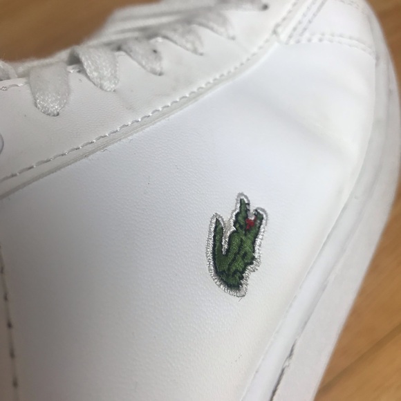 Men’s Lacoste White Leather Sneakers Sz 8 - Picture 7 of 12